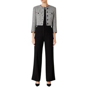 Chanel Black Wide Leg Trousers Pants High Waisted Elegant Classic‎ Size M